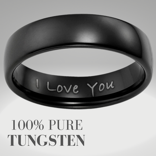 Men’s Engraved Ring - I Love You (Black) 6mm