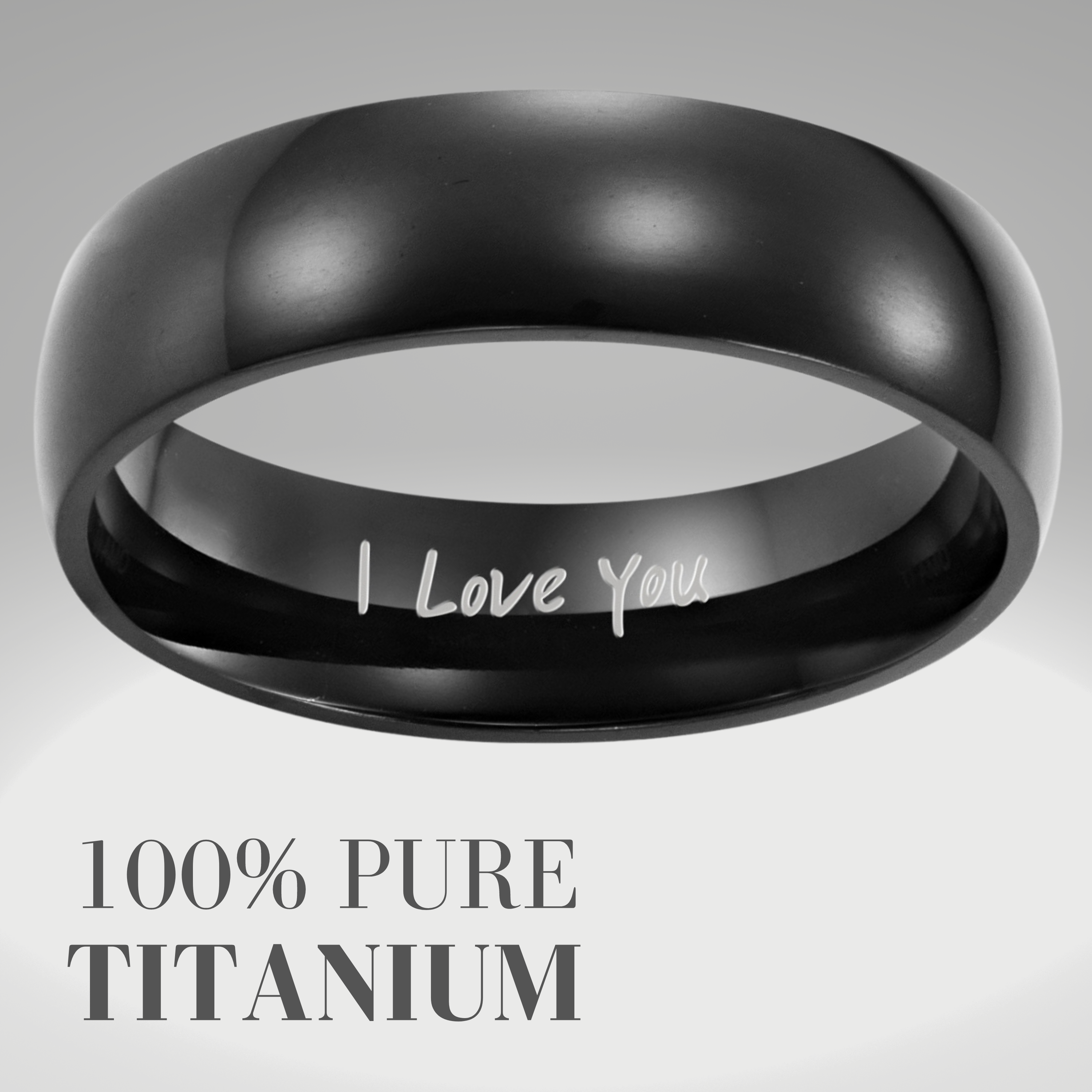 Men’s Titanium Engraved Ring - I Love You