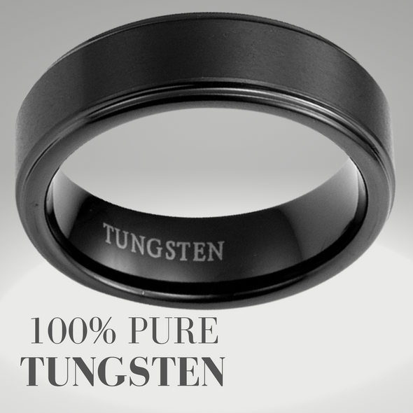Men’s Tungsten Engraved Ring - I Love You (Black) 7mm