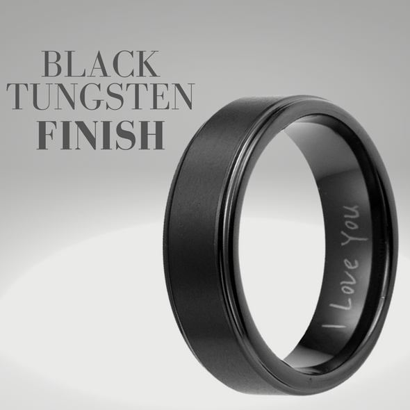 Men’s Tungsten Engraved Ring - I Love You (Black) 7mm