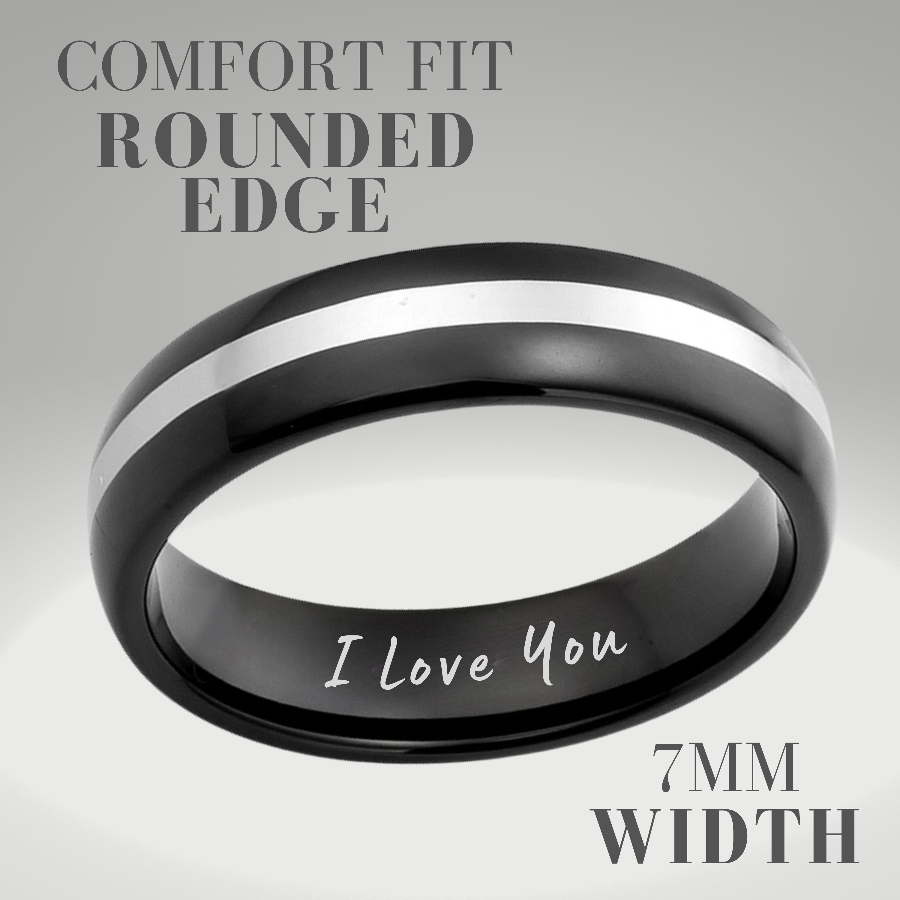 Men's Tungsten Engraved Ring - I Love You