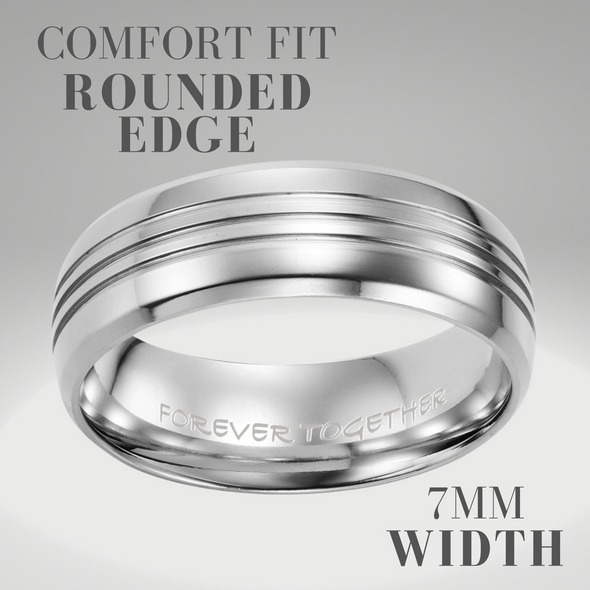 Men's 8mm Titanium Ring - Engraved Forever Together