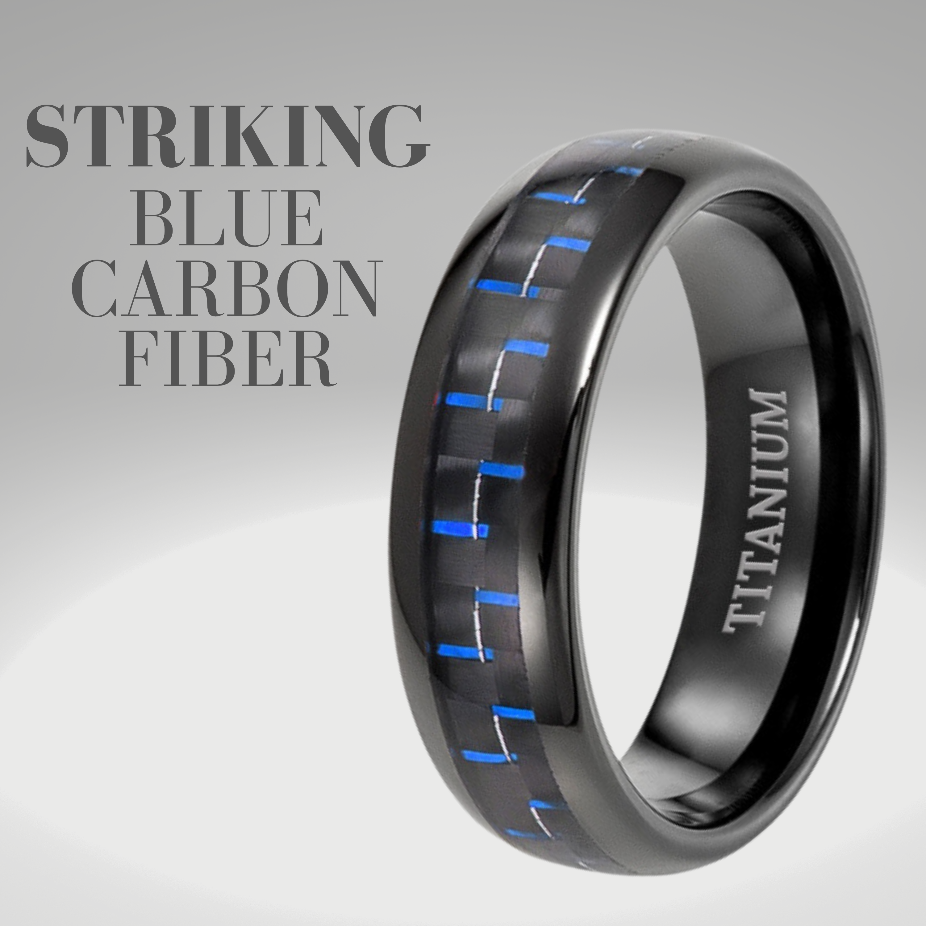 Men's Tungsten Engraved Ring - Forever Together (Blue Carbon Fiber)