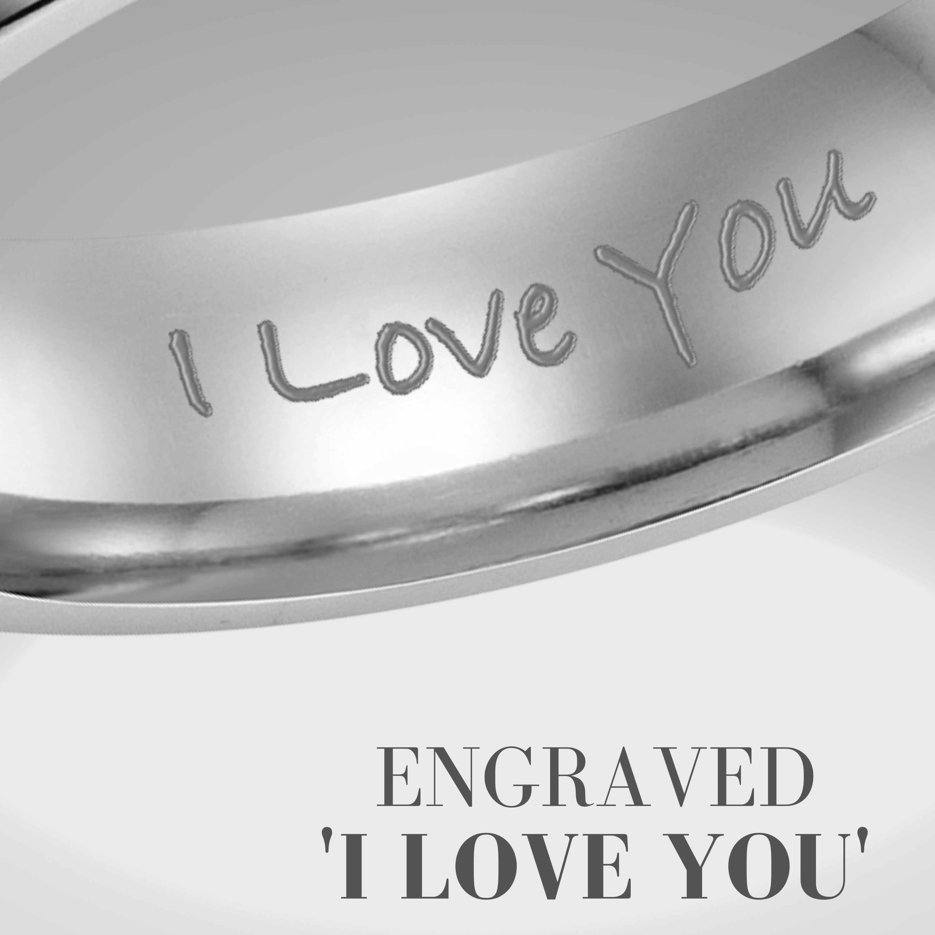 Men's Wedding Band Engraved Ring - I Love You