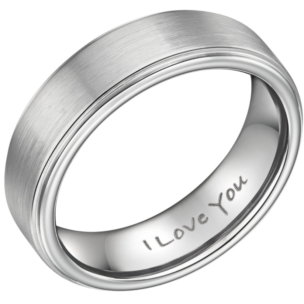 Willis Judds mens engagement ring engraved I Love You