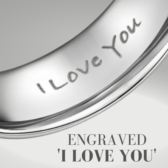 Mens Titanium 8mm Band Ring Engraved I Love You
