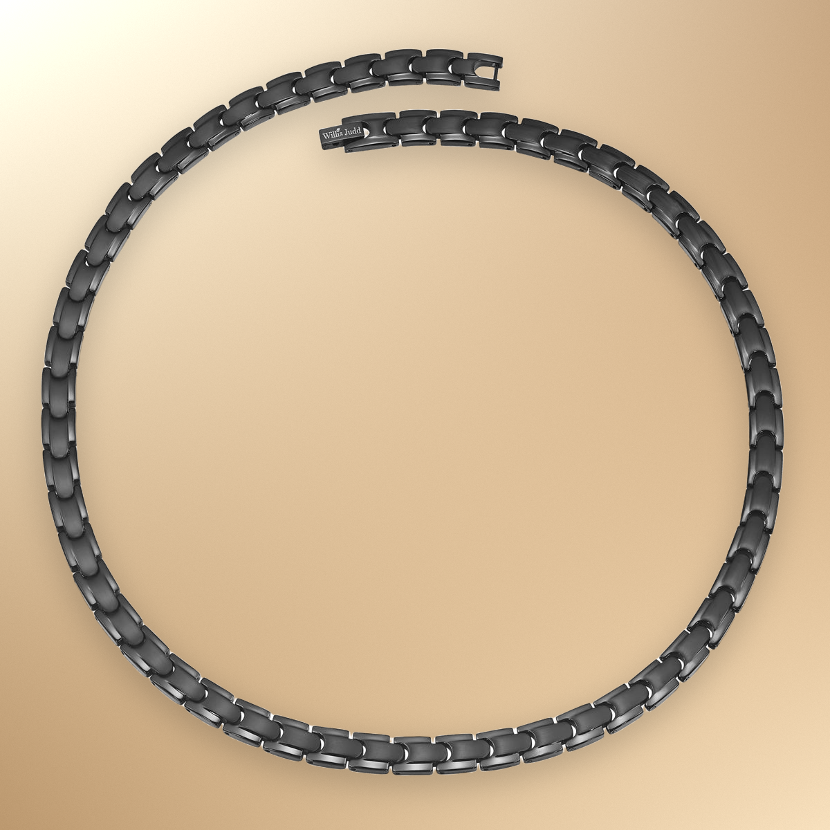 Mens Magnetic Therapy Necklace in Black Titanium