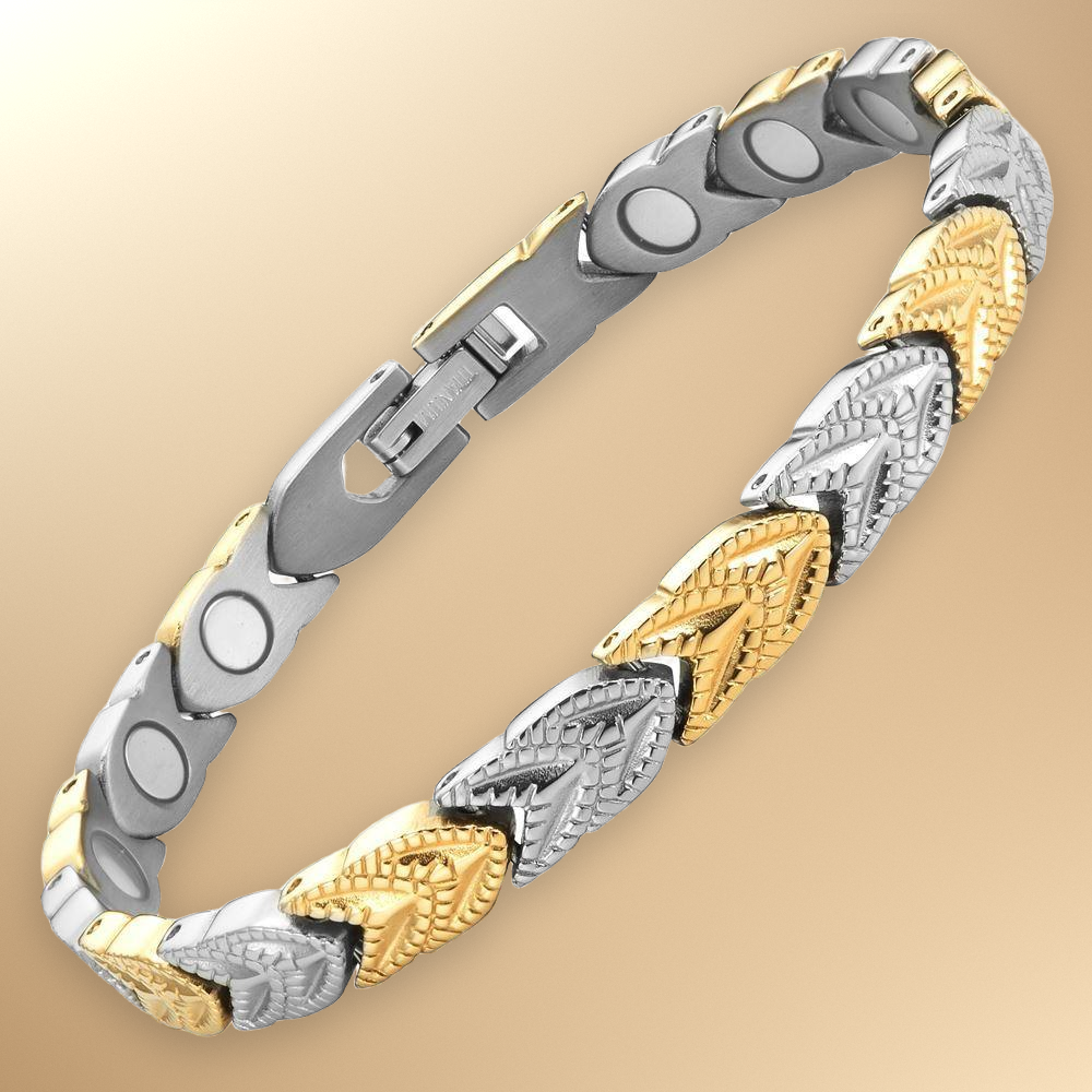 New Ladies Two Tone Titanium Magnetic Bracelet