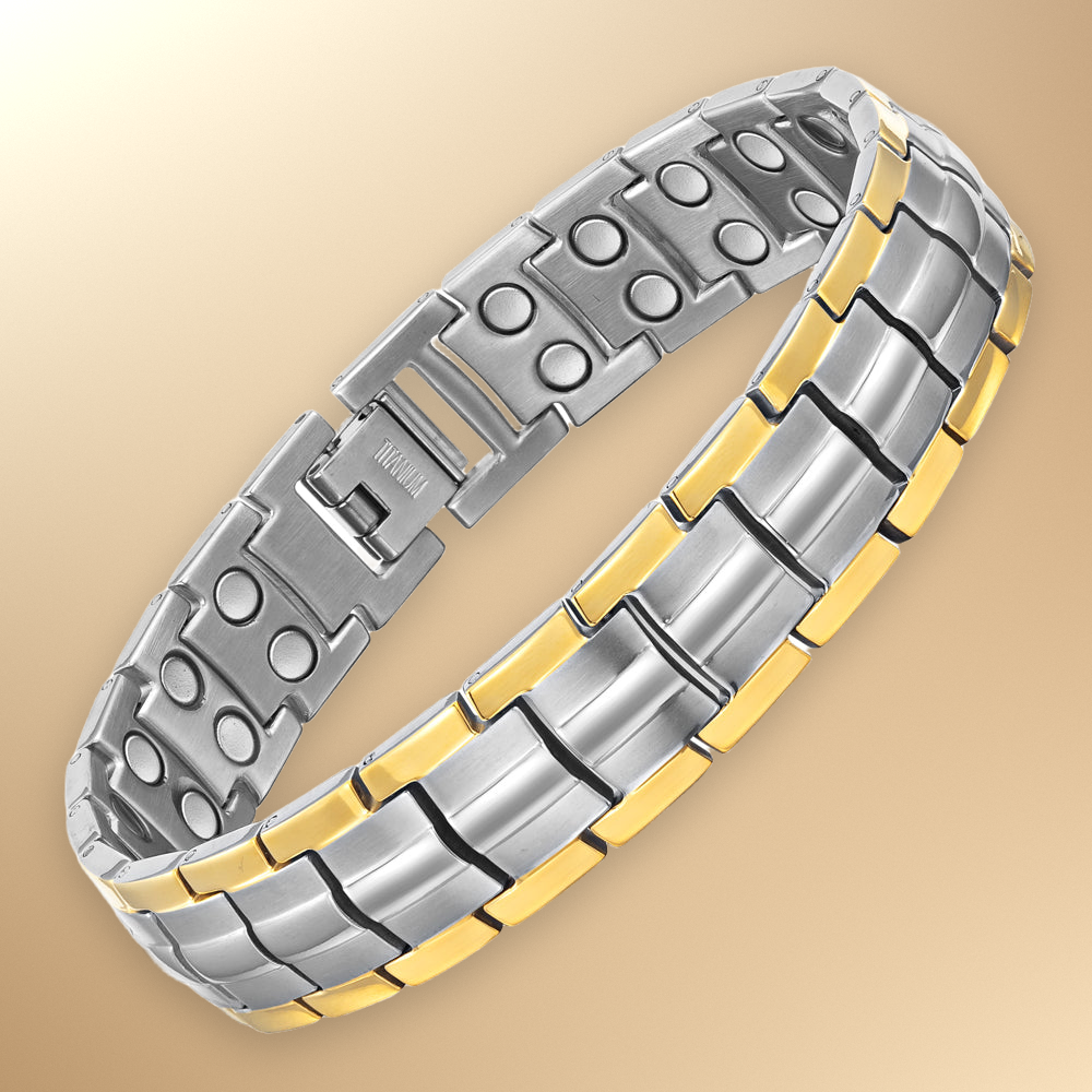 Mens Double Row Magnetic Bracelet