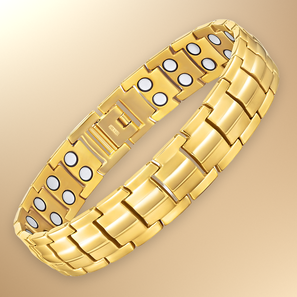 Strong Men’s Magnetic Bracelet Gold Titanium