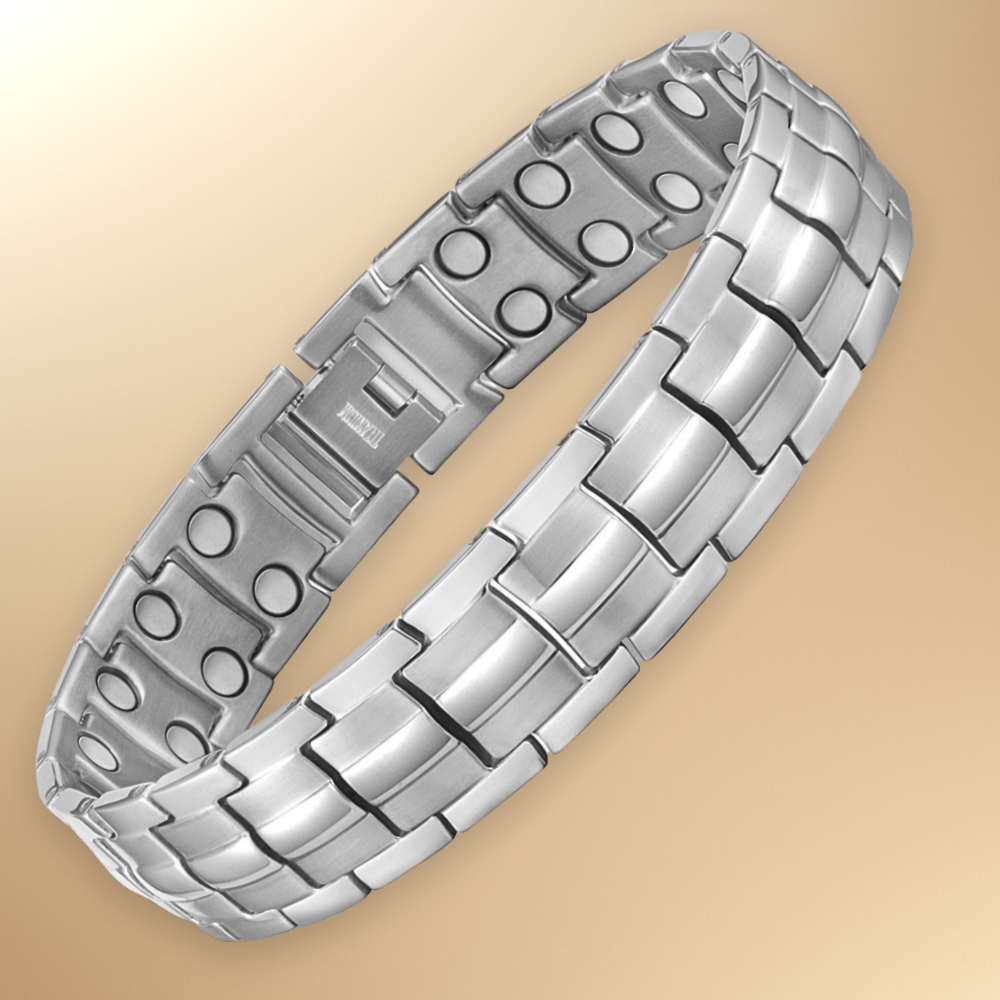 Mens Magnetic Bracelet Hi Power Double Magnets On Each Link Silver