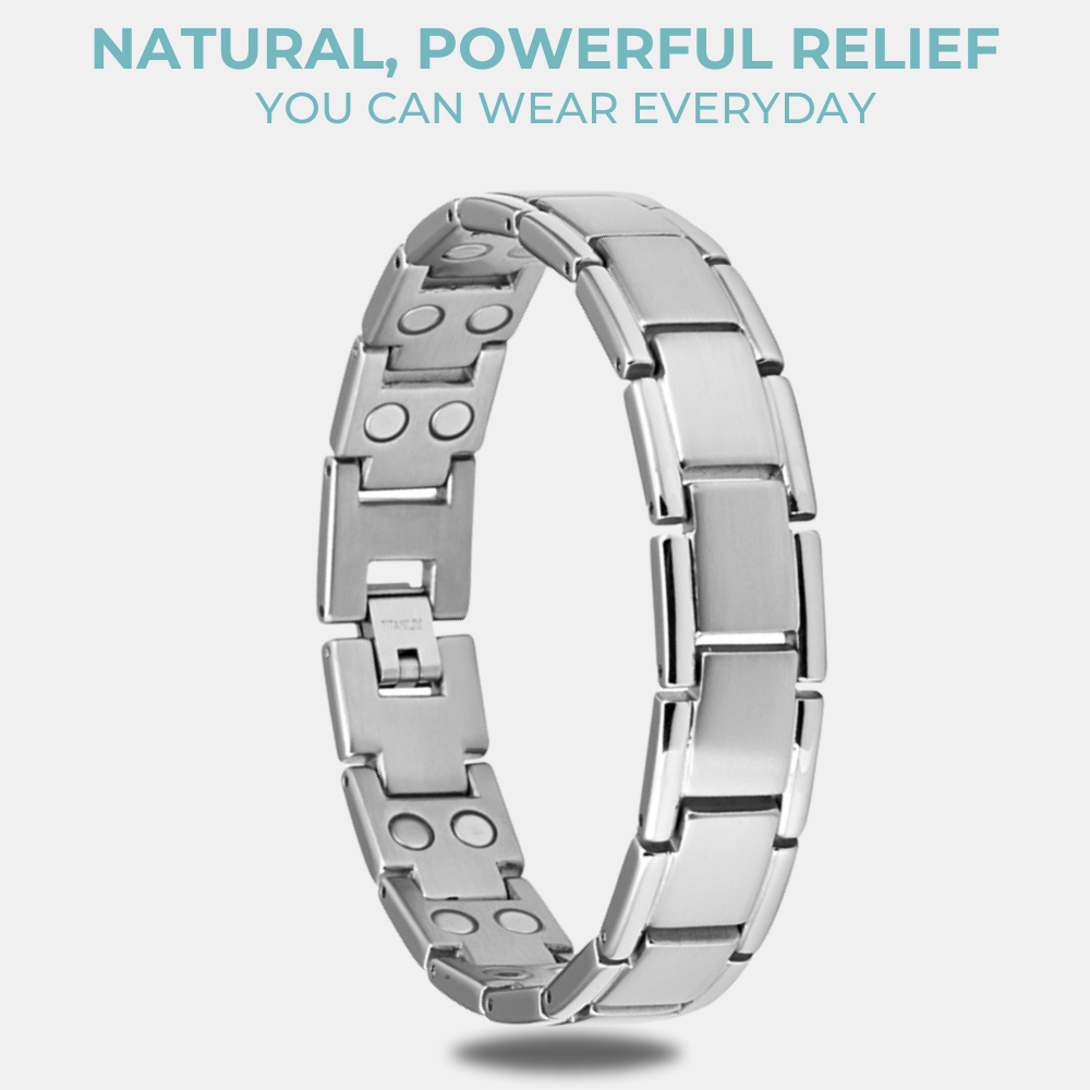 Mens Magnetic Bracelet Silver Double Row Magnets