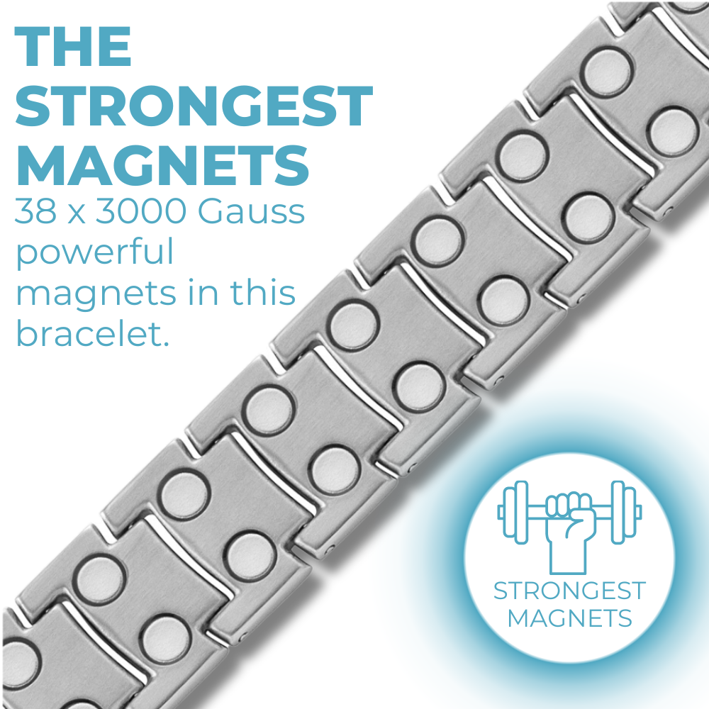 Mens Double Row Magnetic Bracelet- two tone
