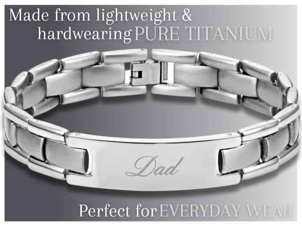 Men's Dad Bracelet Engraved - Best Dad Ever (Titanium)