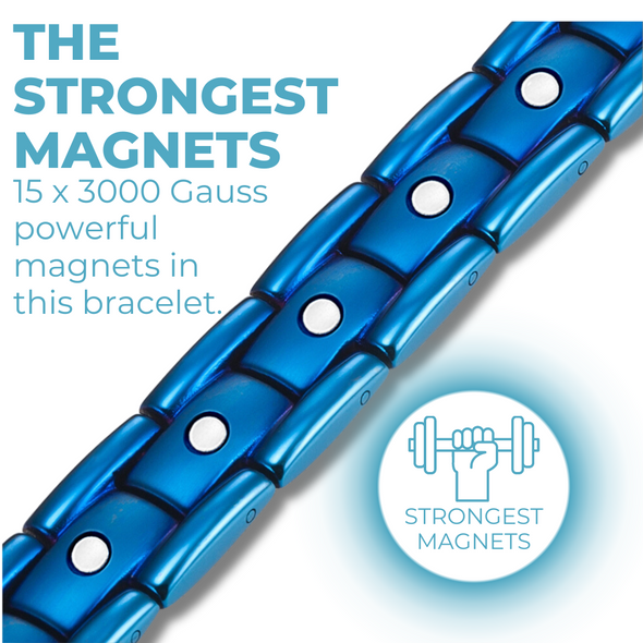 Mens Blue Titanium Magnetic Therapy Bracelet