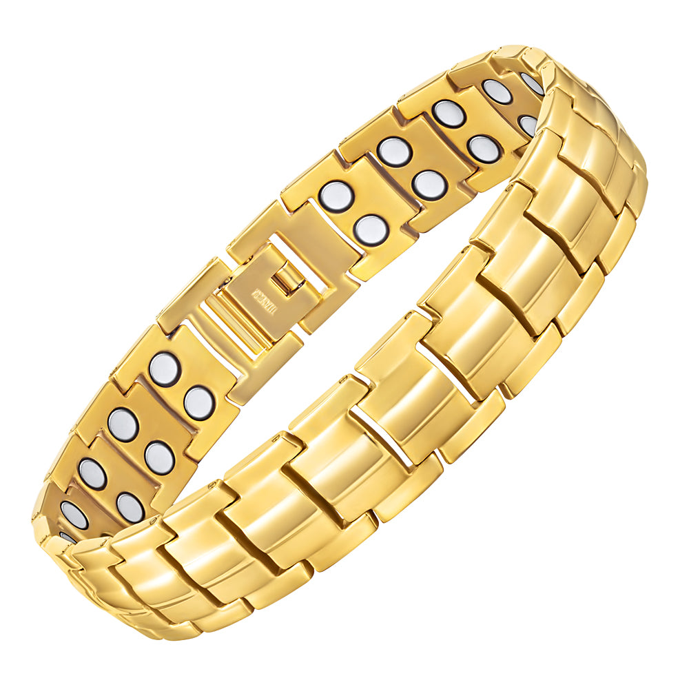 Mens Gold Titanium Magnetic Bracelet