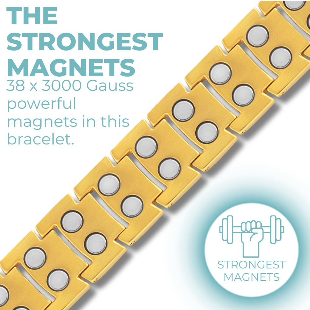 Mens Gold Titanium Magnetic Bracelet