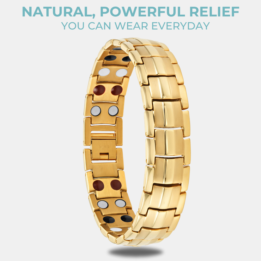 Mens Titanium Magnetic Bracelet- Gold tone