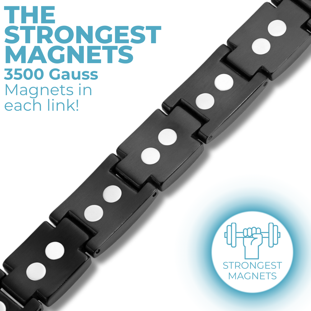 Mens Double Row Magnets Magnetic Bracelet - Blue Carbon Fiber