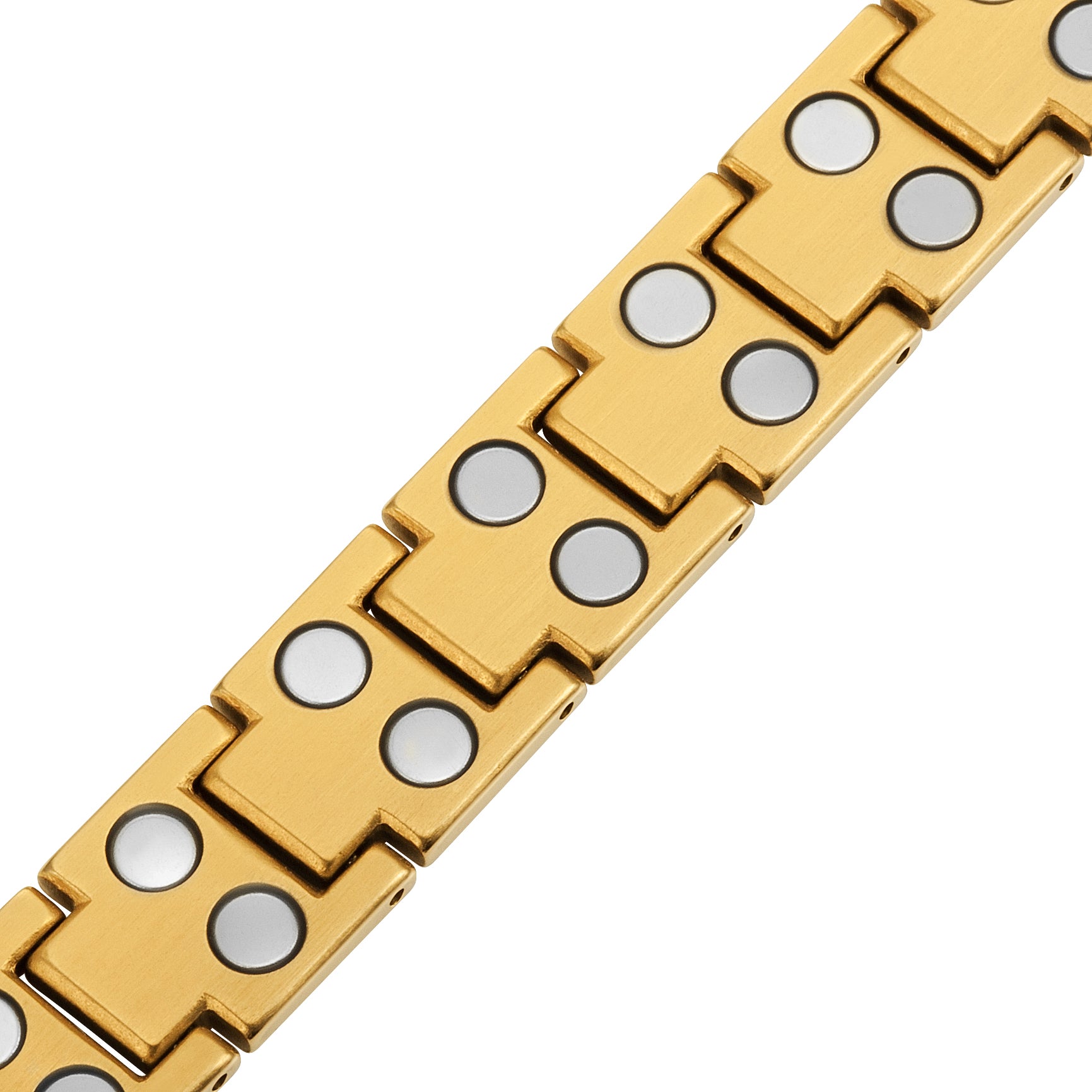Men's Double Row Magnetic Bracelet with CZ stone -gold titanium