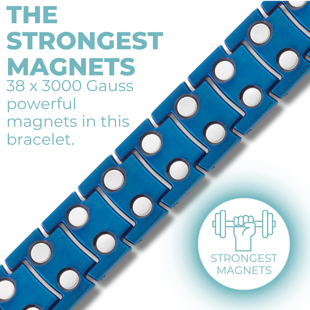 Men's Titanium Double Row Magnetic Therapy Bracelet- blue
