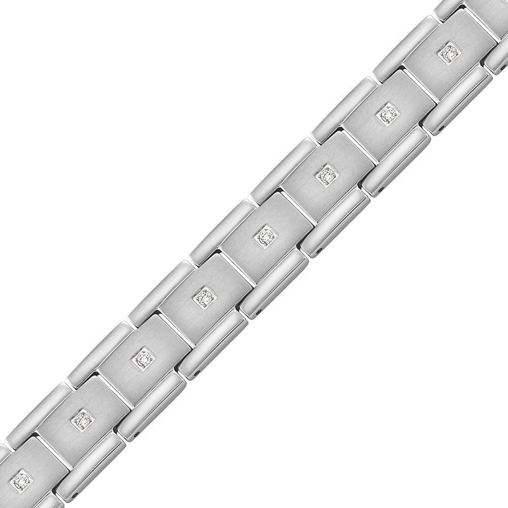 Men's Double Row Magnetic Bracelet with CZ stone