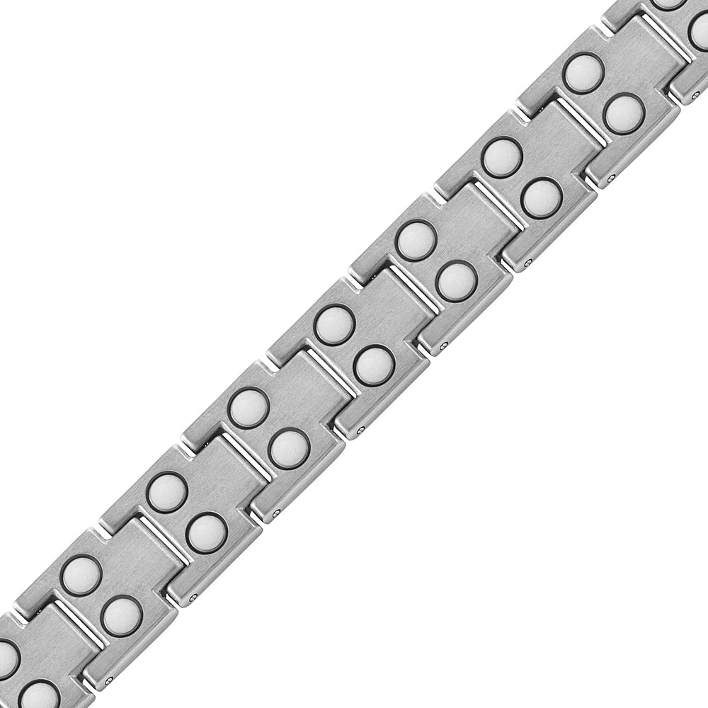 Men's Double Row Magnetic Bracelet with CZ stone