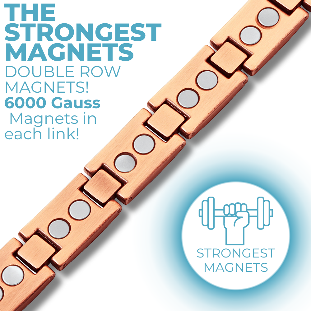 Mens Magnetic Bracelet Copper Double Row Magnets