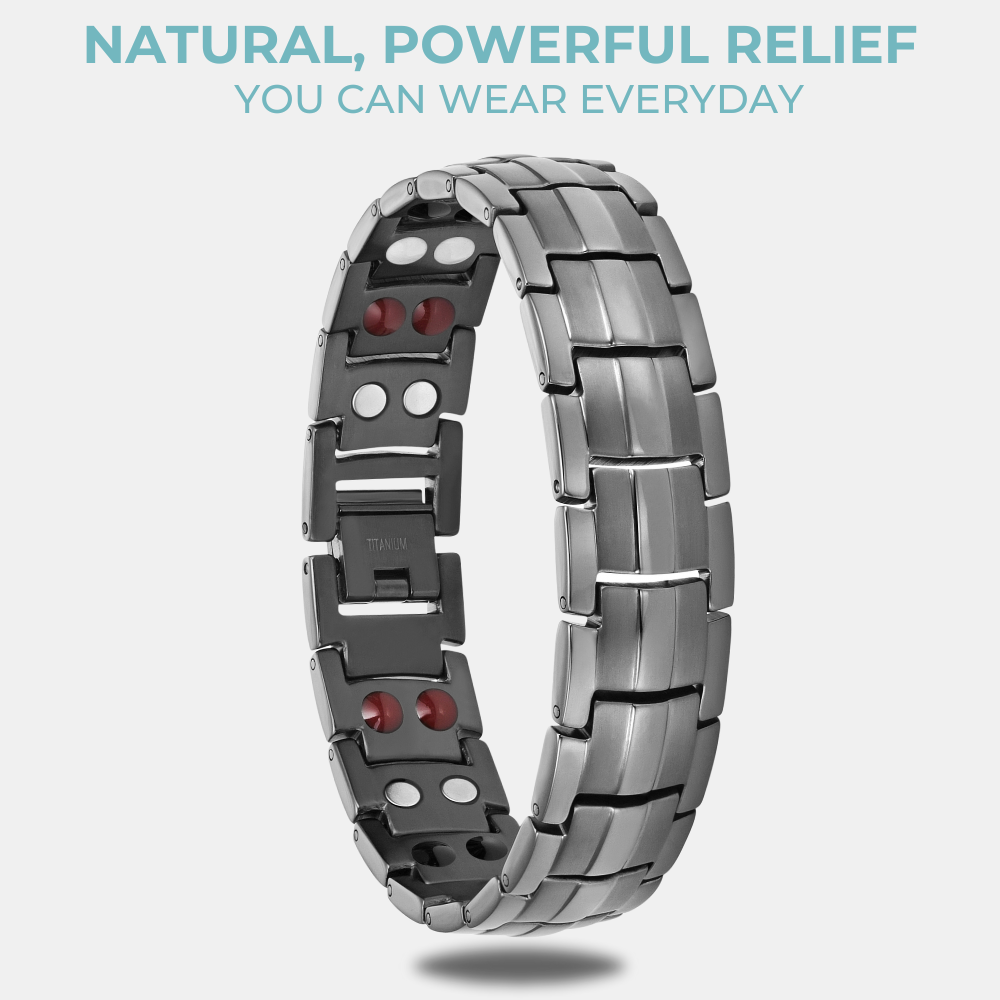 Men's Grey Titanium Four Element Magnetic Therapy Bracelet