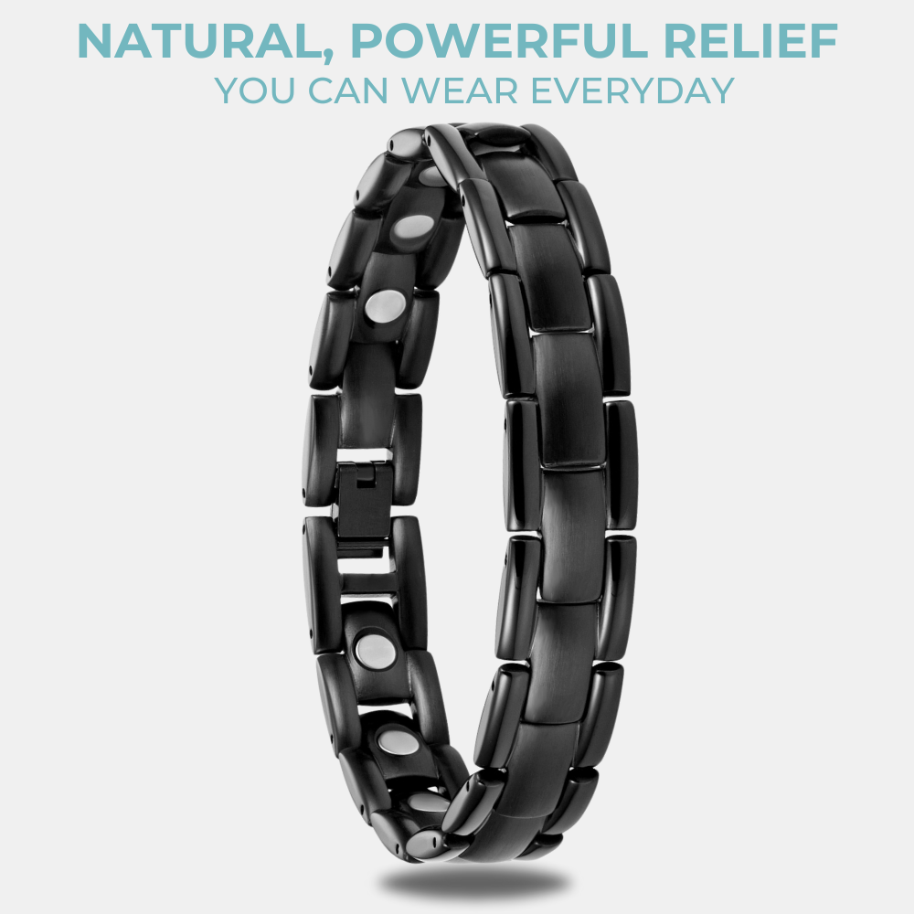 Mens Magnetic Therapy Bracelet- black titanium