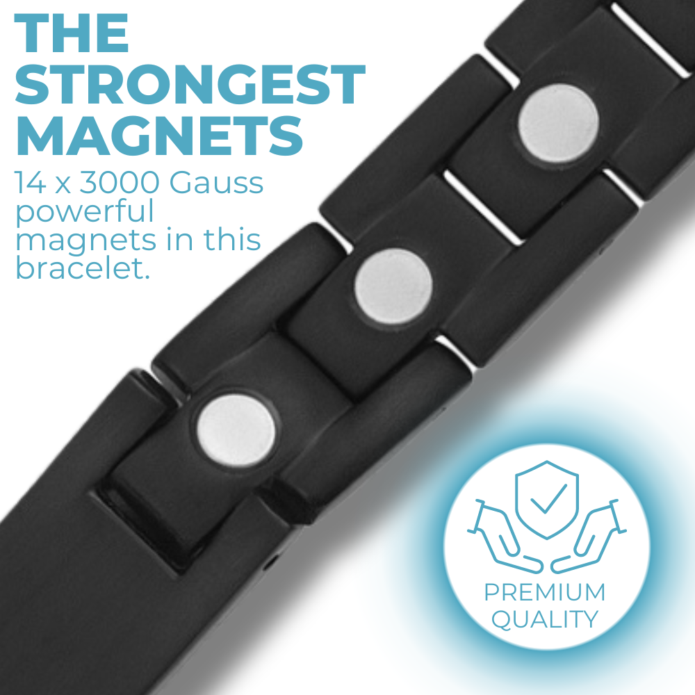 Mens Magnetic Therapy Bracelet- black titanium
