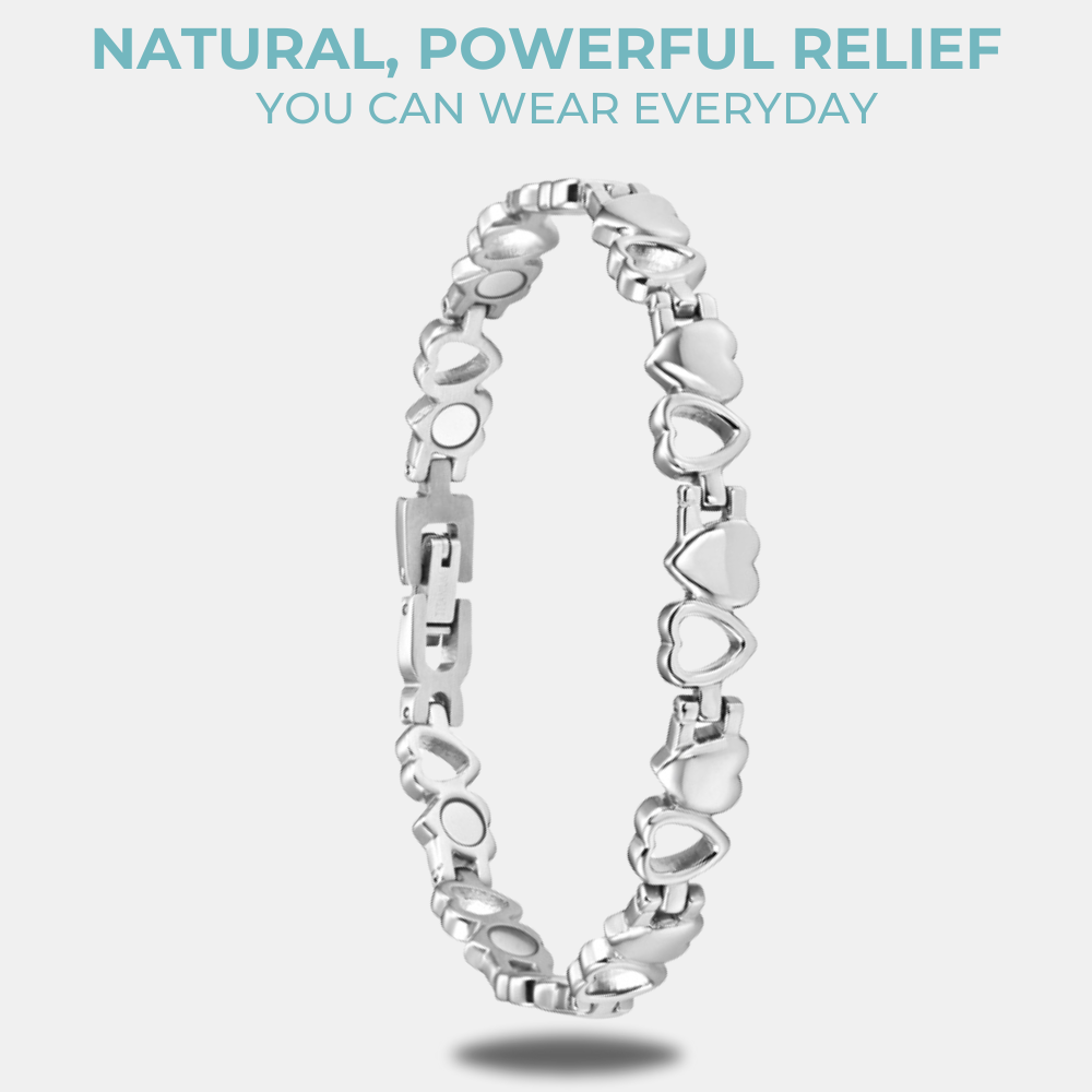 Ladies Magnetic Therapy Bracelet - Love Heart (Titanium)