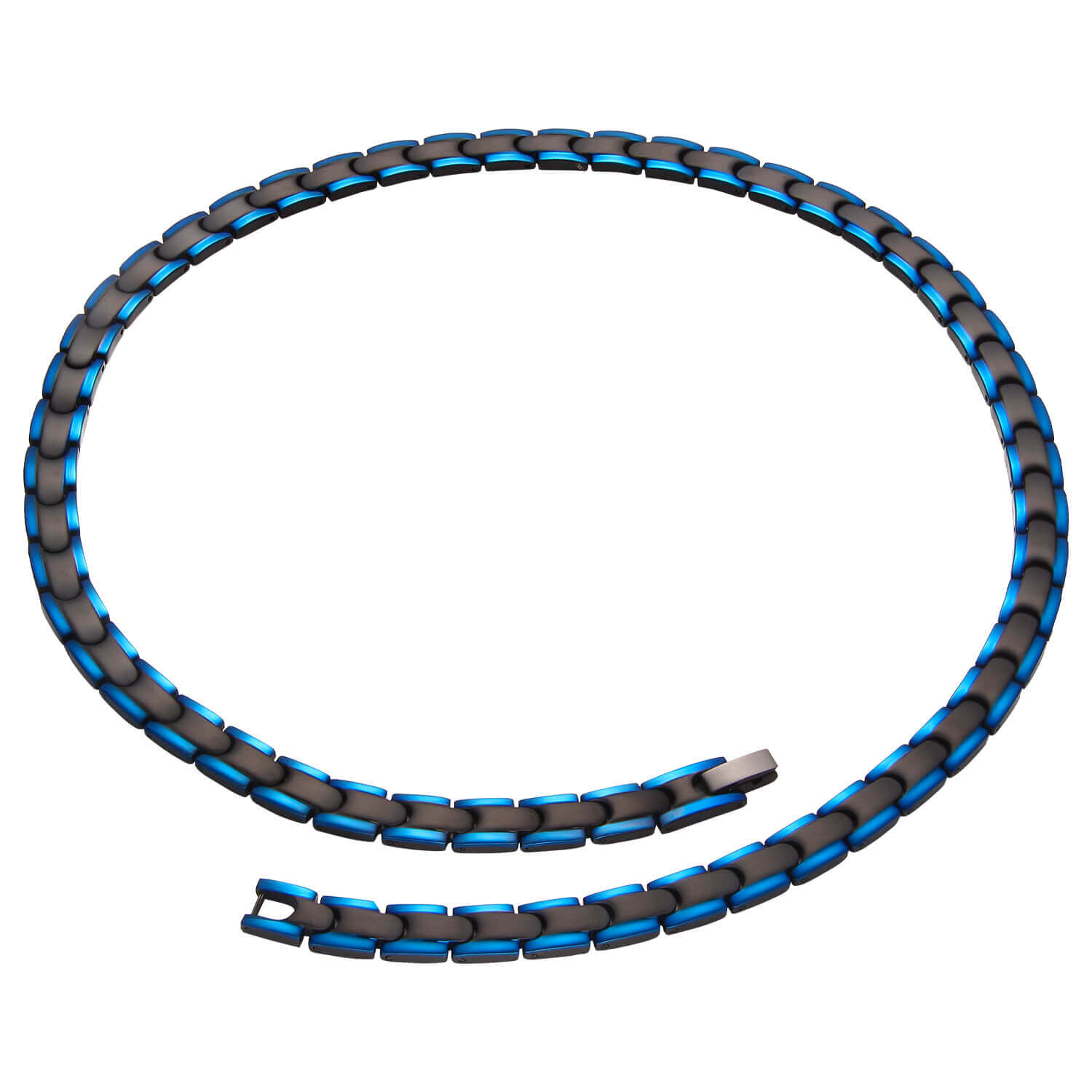 Mens Magnetic Therapy Necklace in Black & Blue Titanium