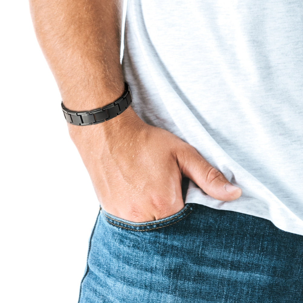 Men's Black Double Strength Titanium Magnetic Therapy Bracelet