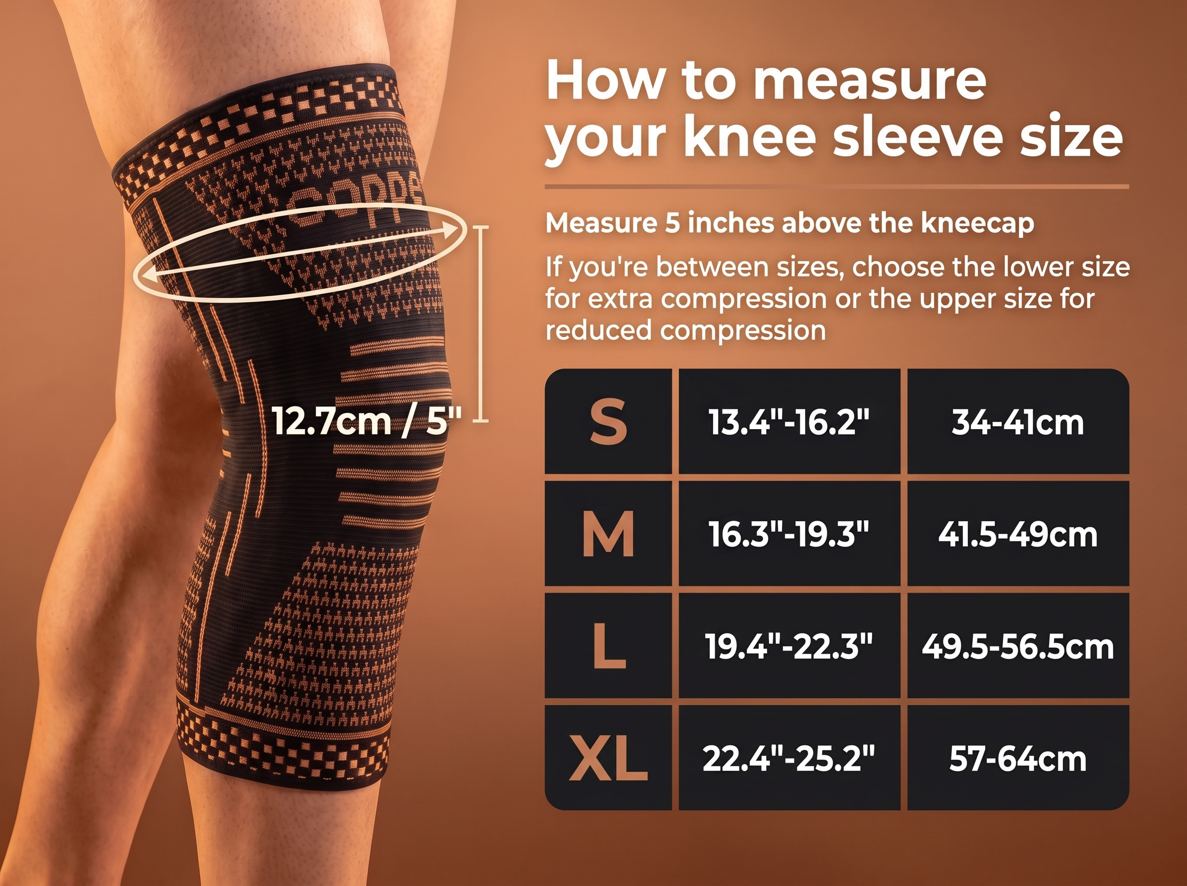 Copper Knee Support Sleeve | Compression Brace for Men & Women | S-2XL