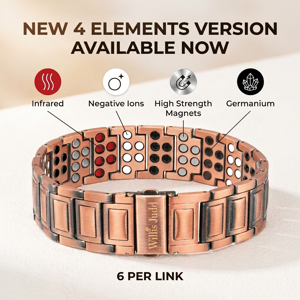 UPGRADED Mens Copper Magnetic Bracelet 6 Magnets Per Link