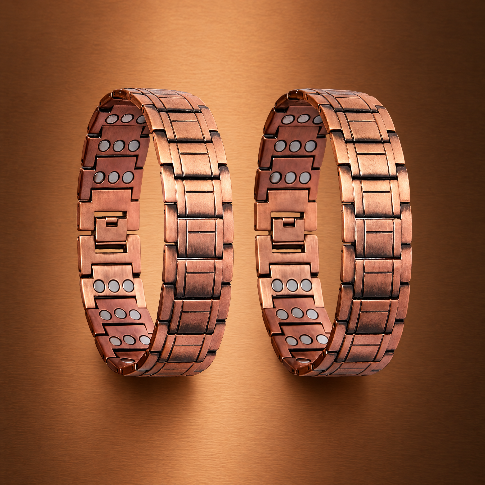 Men's 21mm TRIPLE Power Copper Bracelet Twin Pack