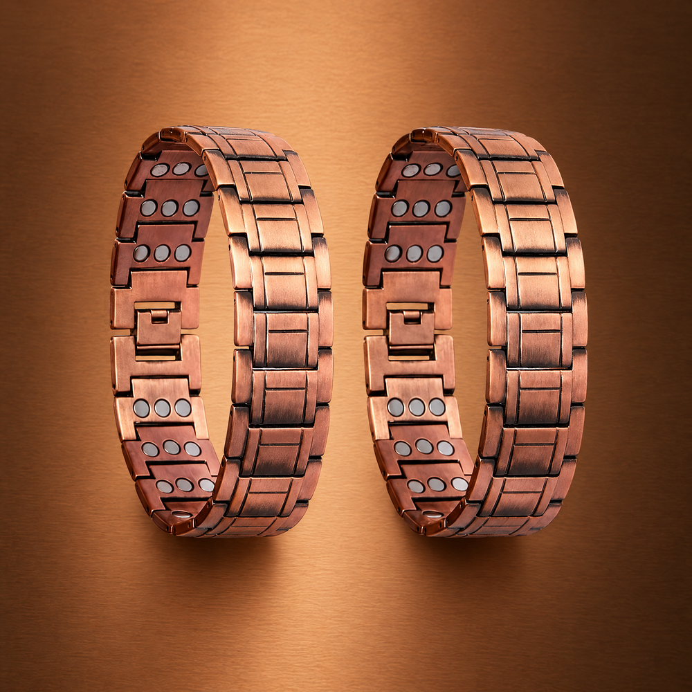 Men's 21mm TRIPLE Power Copper Bracelet Twin Pack