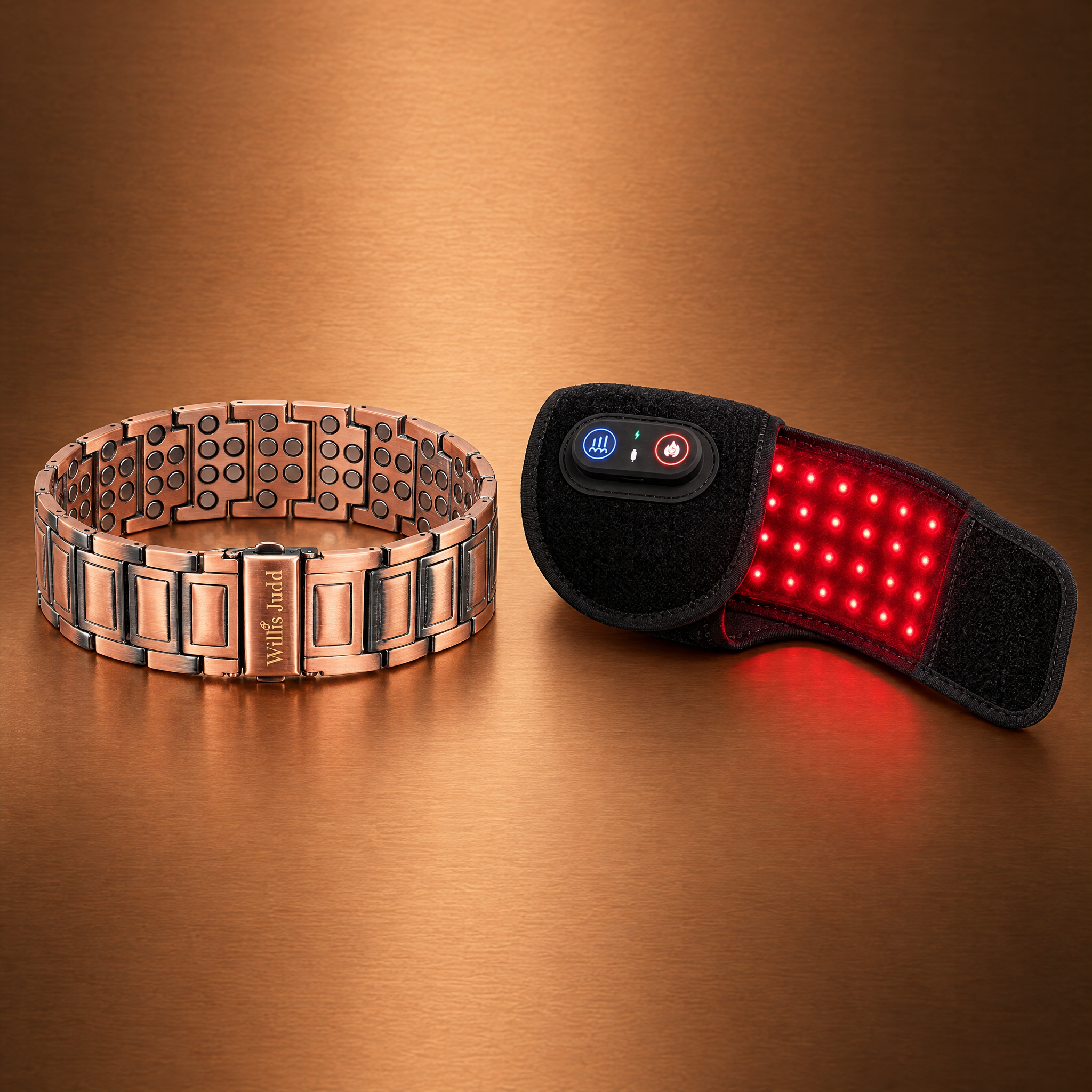 6-Magnet Copper Bracelet & Red Light Therapy Wrap Set
