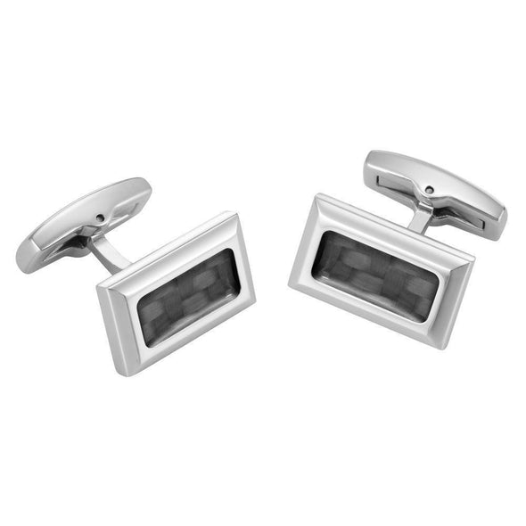 Willis Judd Men's Stainless Steel with Black Carbon fibre Cufflinks with Gift Pouch