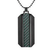 Mens Stainless Steel Black Carbon Fiber Pendant Necklace