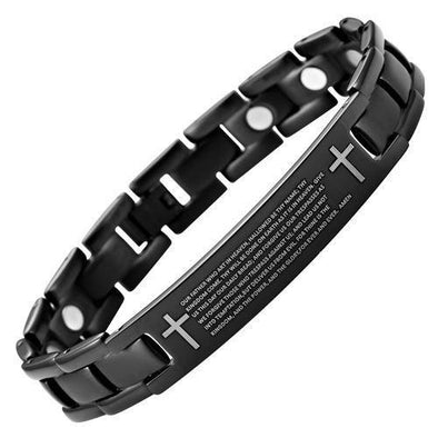 New Mens Lord Prayer English Titanium Magnetic Bracelet Free Adjuster Gift Box - TB119