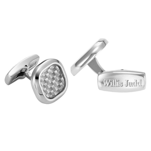 Willis Judd Men's Stainless Steel with Colored Carbon fibre Cufflinks with Pouch