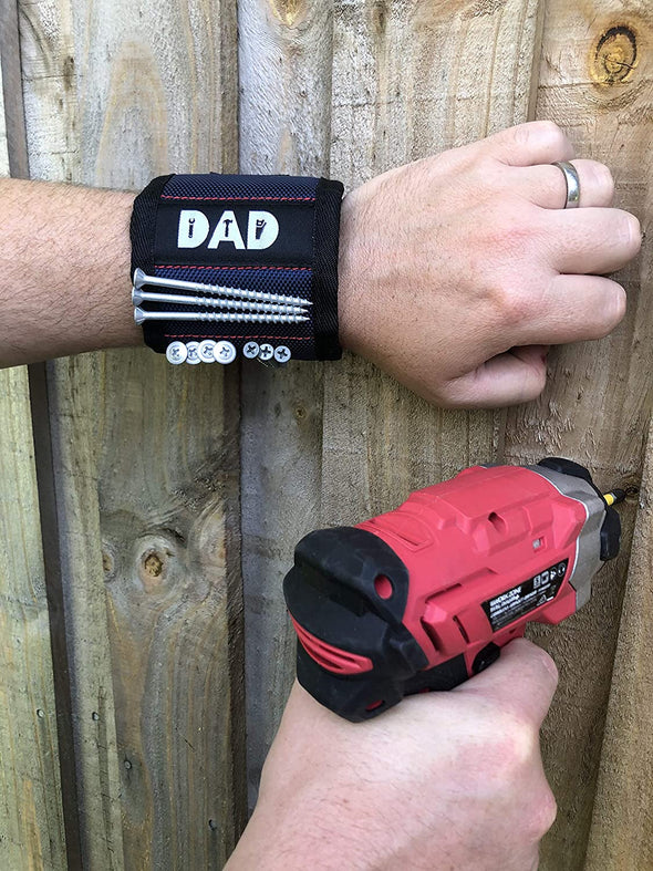 Magnetic Wristband For Dad Embossed Love You Dad Tools Nails Drill Bit