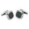 Willis Judd Men's Stainless Steel with Green Carbon fibre Cufflinks with Pouch