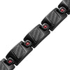 Willis Judd Men’s Black Titanium with Red CZ and Black Carbon Fiber Magnetic Bracelet Gift Boxed with Link Removal Tool