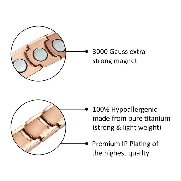 Ladies Rose Gold Tone Titanium Magnetic Therapy Anklet