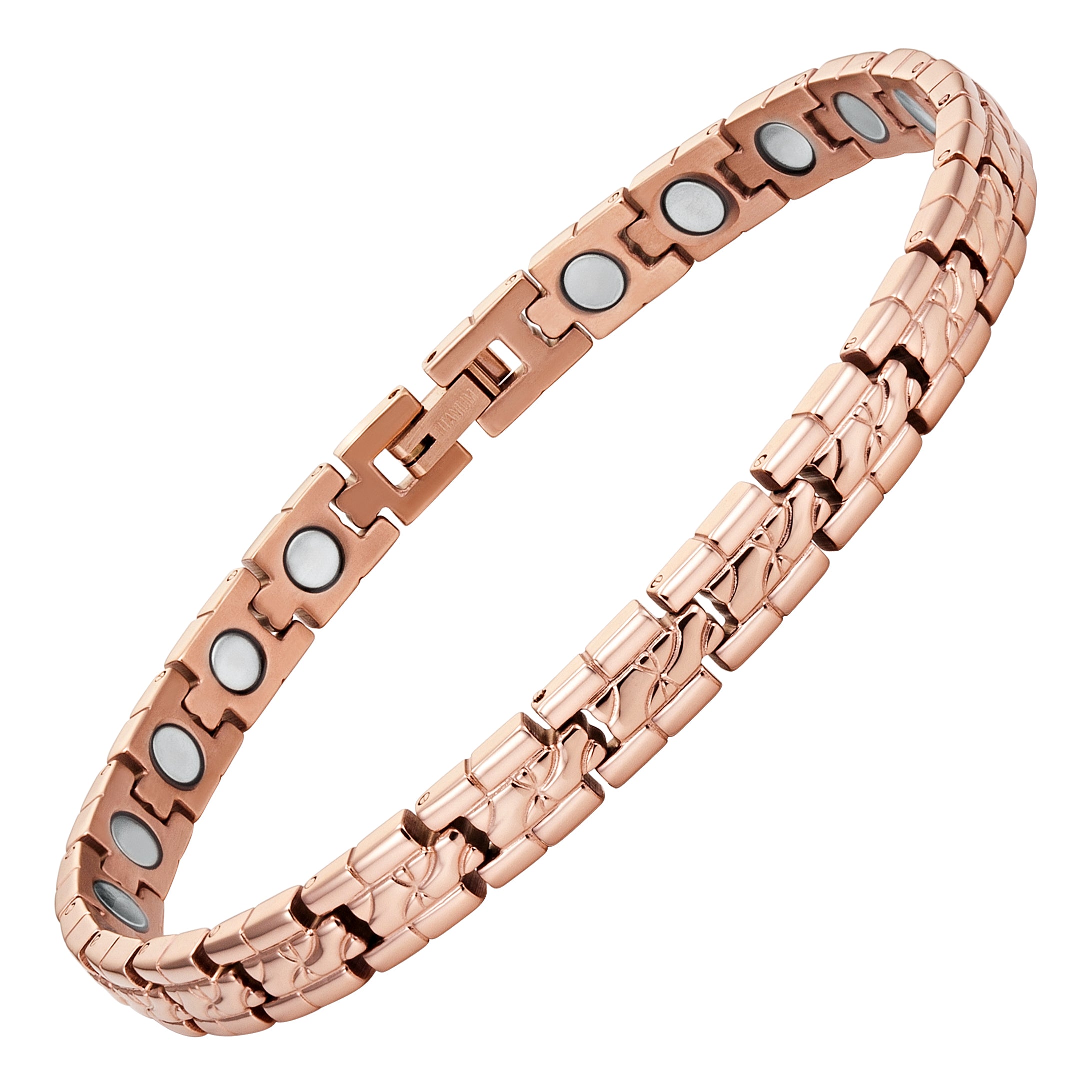 Ladies Magnetic Therapy Anklet- Titanium Rose Gold