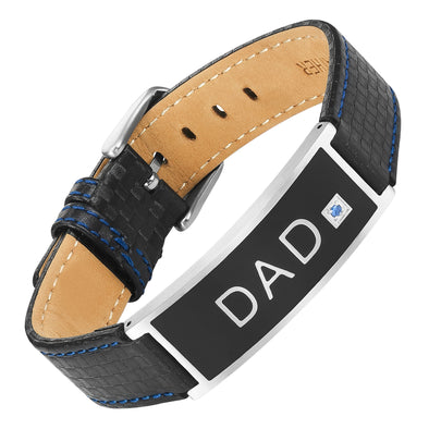Mens Dad Leather Bracelet Engraved Love You Dad