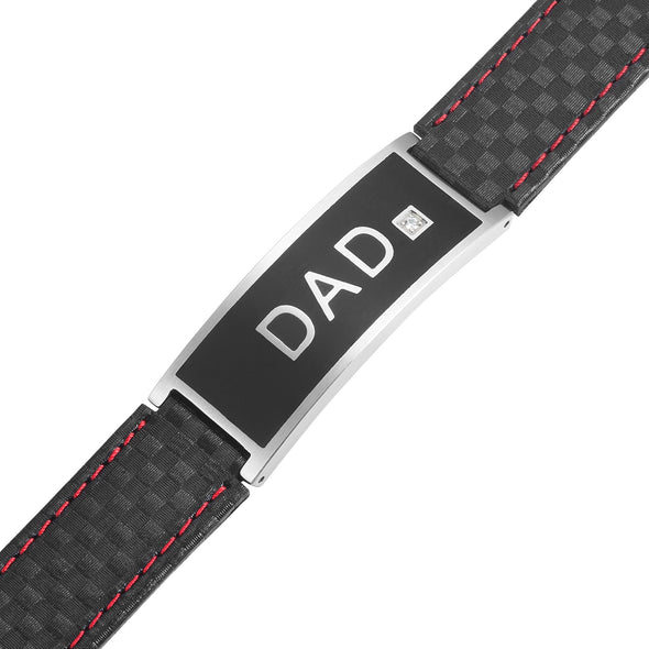 Mens Dad Leather Bracelet Engraved Love You Dad